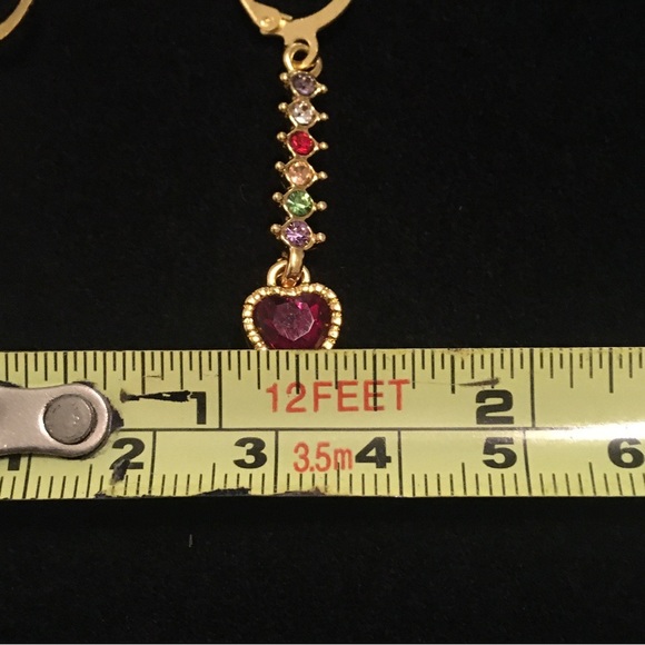 Colorful Red Heart Dangle Earrings - Picture 5 of 5